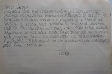 dopis škole od Tondy N.